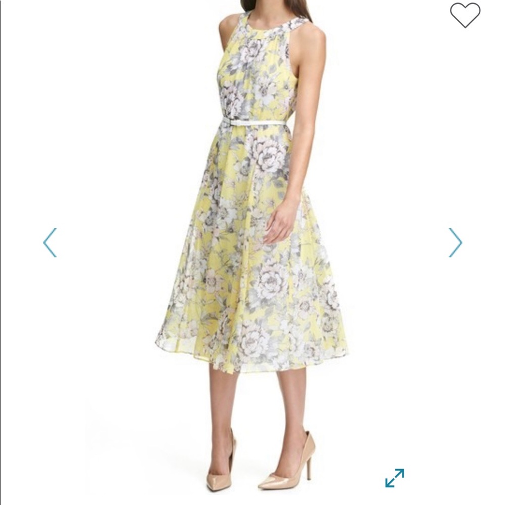 Tommy Hilfiger flower print belted pink dress